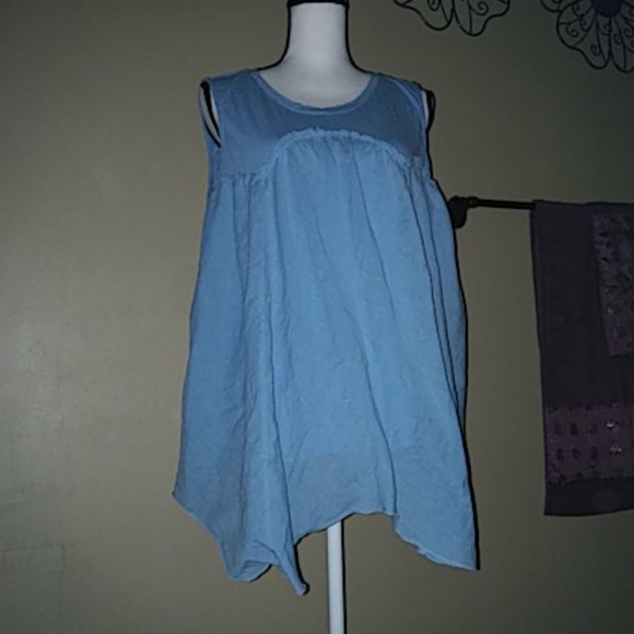 Style & Co. Tops - Style & Company Blue Layered Cotton Swing Tank XL